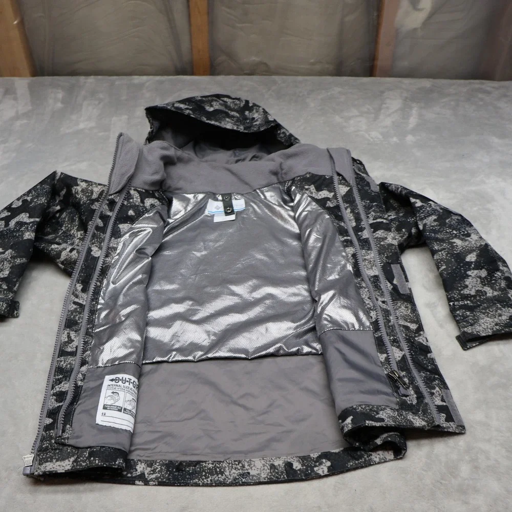 Columbia Jacket Boys XS 6/7 Camo Hood OmniHeat FullZip Ski Waterproof 3in1 Shell